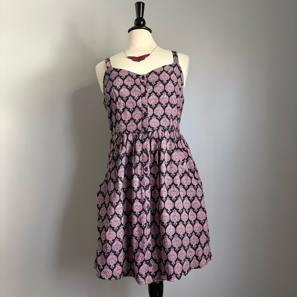 Mata Traders Lilac and Navy Patterned Dress